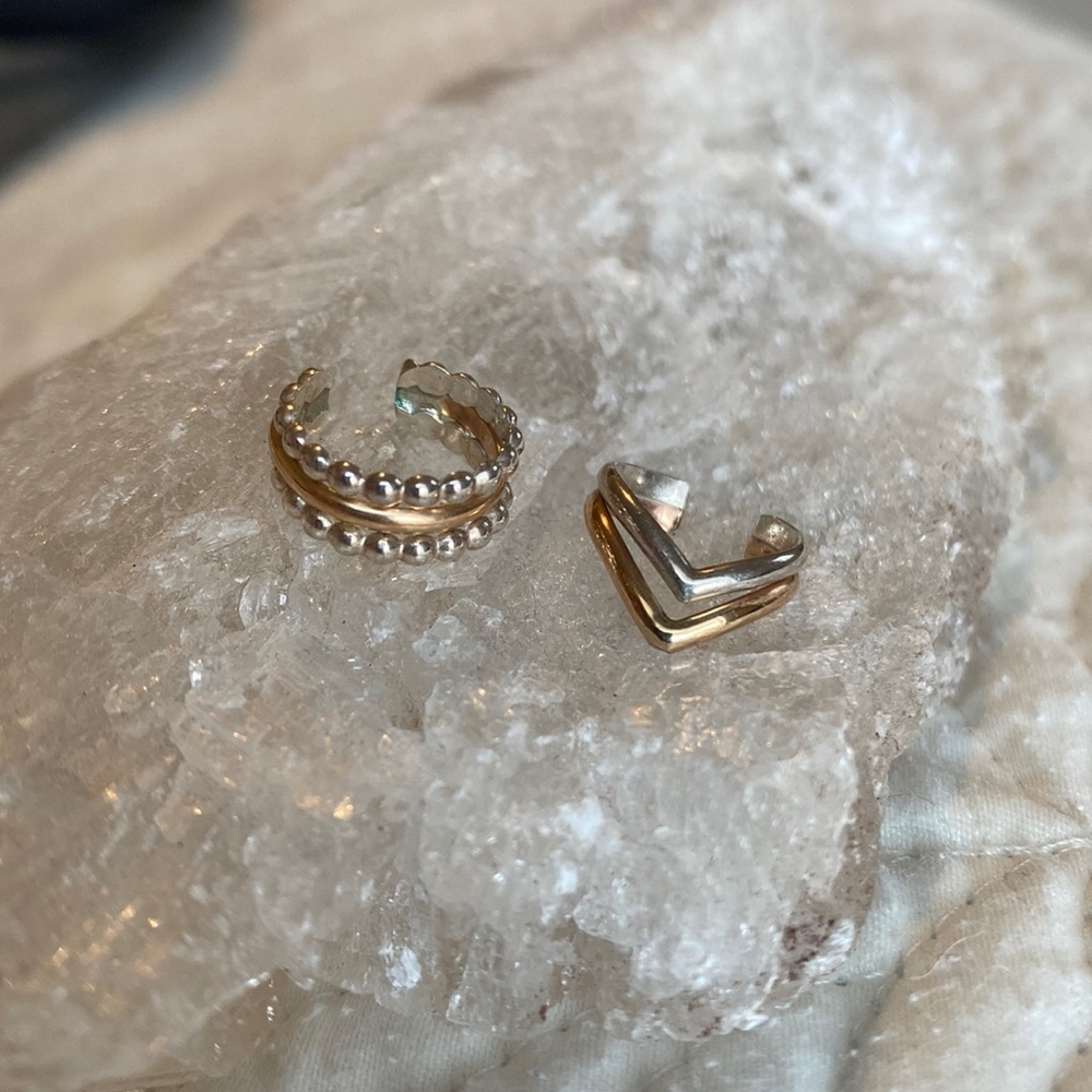 TWO silver and gold filled ear cuffs 🌟🌟